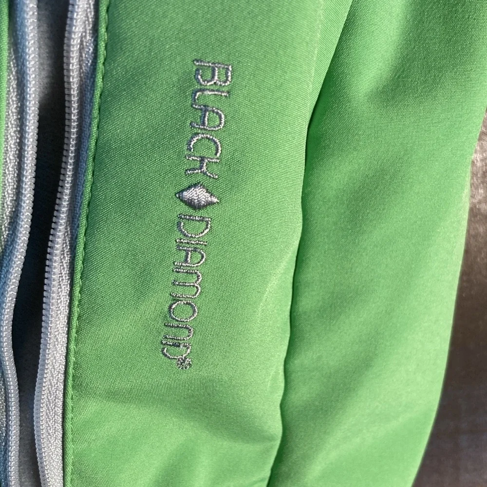 Vintage black diamond lime green athletic lined‎ jacket with hood. 40” chest L